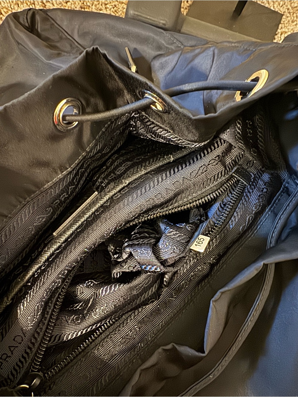 Prada Black Nylon Backpack with Front Pockets - Picture 5 of 10